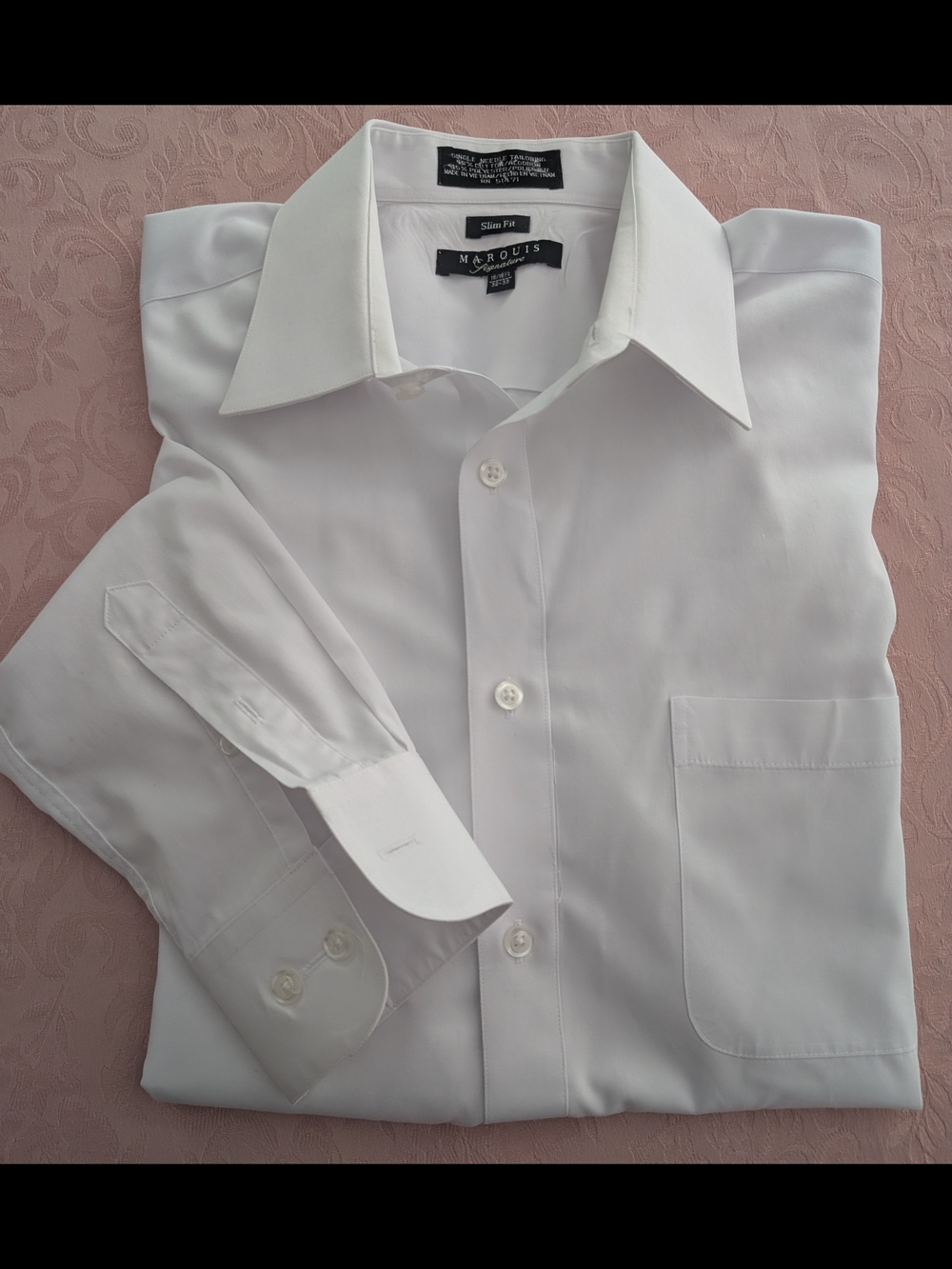 Marquise Men’s White Dress Slim Fit Shirt - Classic Long Sleeve